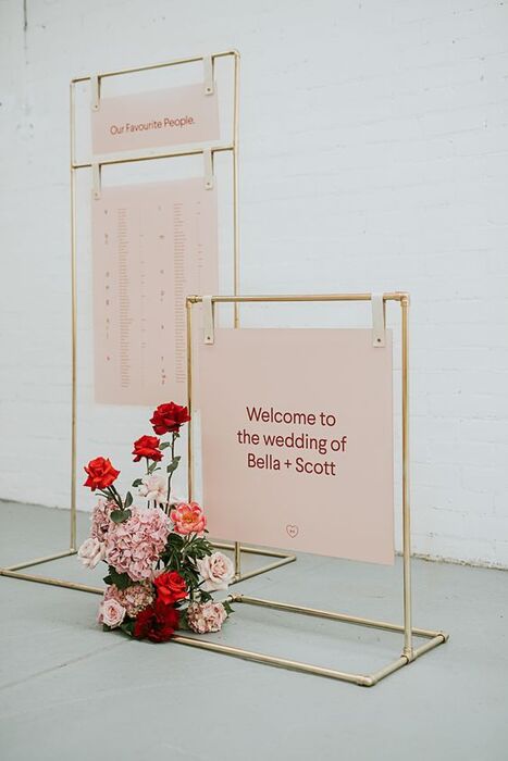 The 37 Best Rose Gold Wedding Decor Ideas On Your Big Day 44 Framed Rose Gold Wedding Decor Welcome Sign