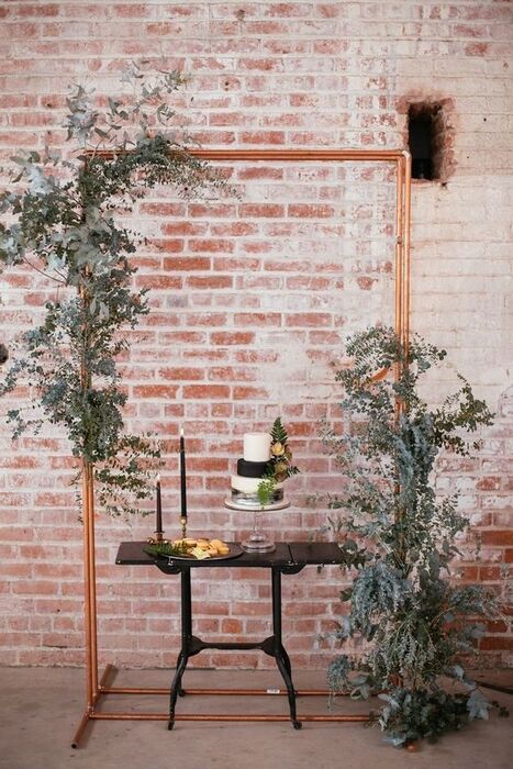 The 37 Best Rose Gold Wedding Decor Ideas On Your Big Day 49 Rose Gold Wedding Decor Copper Pipe Backdrop