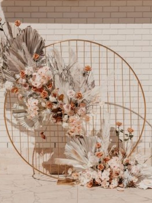 The 37 Best Rose Gold Wedding Decor Ideas On Your Big Day 53 Circular Rose Gold Decor For Wedding Backdrop