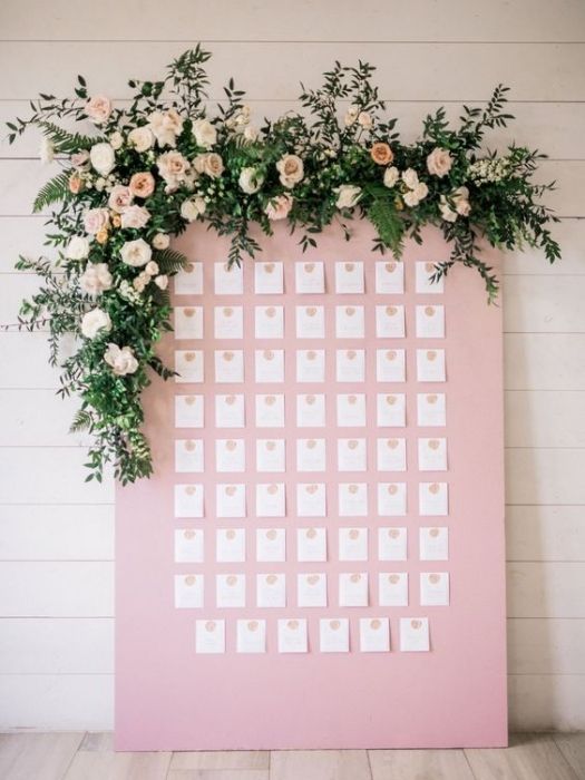 The 37 Best Rose Gold Wedding Decor Ideas On Your Big Day 57 Sprawling Greenery Rose Gold Wedding Decor Seating Chart