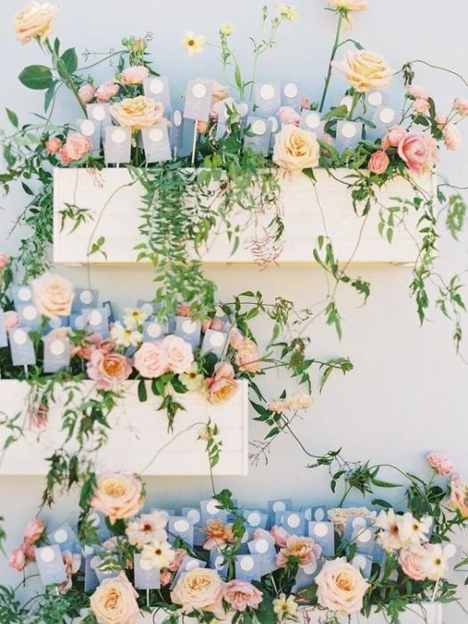 The 37 Best Rose Gold Wedding Decor Ideas On Your Big Day 71 Flower-Filled Escort Card Rose Gold Wedding Decor