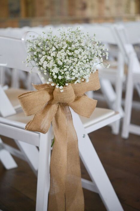 Top 26 Best Rustic Wedding Decorations Idea To Nail Your Day 26 Chair Back Decor With Baby’s Breath For Rustic Wedding Decorations