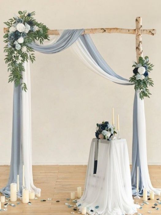 Flower Arch Decor For Dusty Blue Wedding Ideas