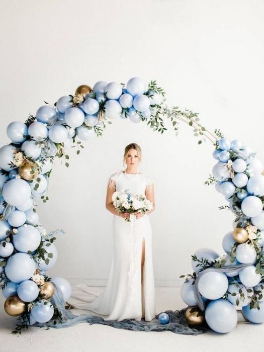 Best 28 The Dusty Blue Wedding Decor Ideas & Inspiration 54 Dusty Blue Wedding Decor With Balloons Arch Decor