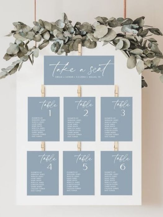Best 28 The Dusty Blue Wedding Decor Ideas & Inspiration 62 Minimalist Table Seating Chart In Dusty Blue Wedding Theme