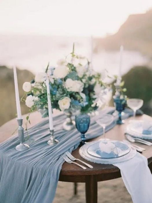 Best 28 The Dusty Blue Wedding Decor Ideas & Inspiration 66 Dusty Blue Wedding Ideas For Table Runner Decor