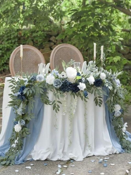 Best 28 The Dusty Blue Wedding Decor Ideas & Inspiration 68 Dusty Blue Wedding Decor For Flower Table Runner Idea