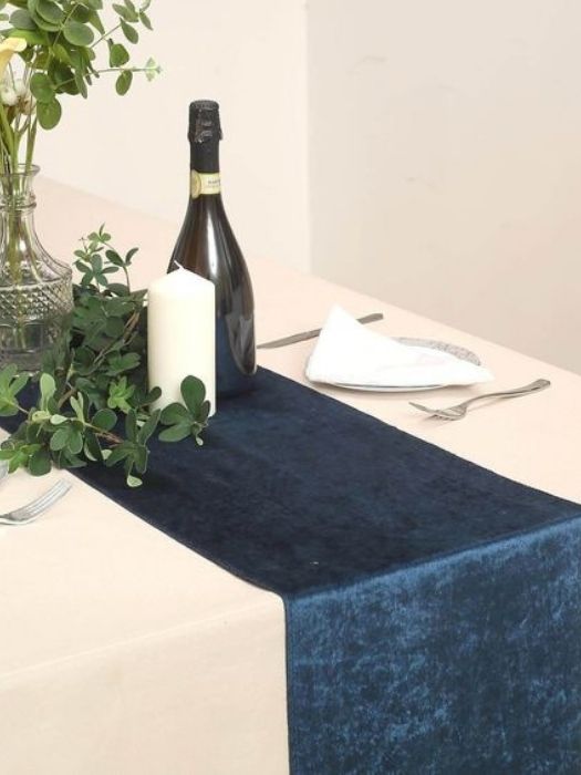 Best 28 The Dusty Blue Wedding Decor Ideas & Inspiration 69 Velvet Table Runner in Wedding Dusty Blue Theme