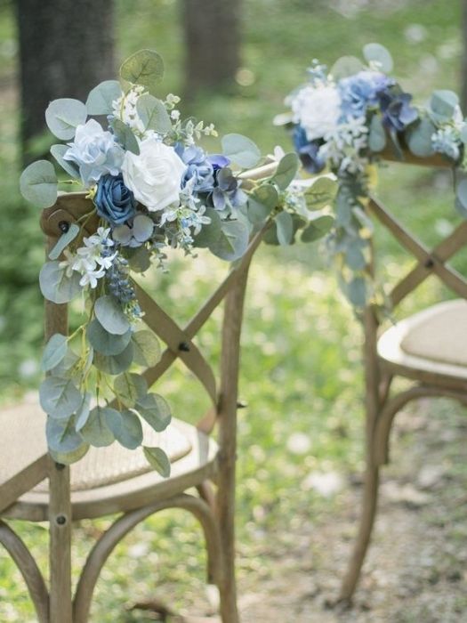 Best 28 The Dusty Blue Wedding Decor Ideas & Inspiration 75 Floral Branches Chair For Wedding Dusty Blue Decor