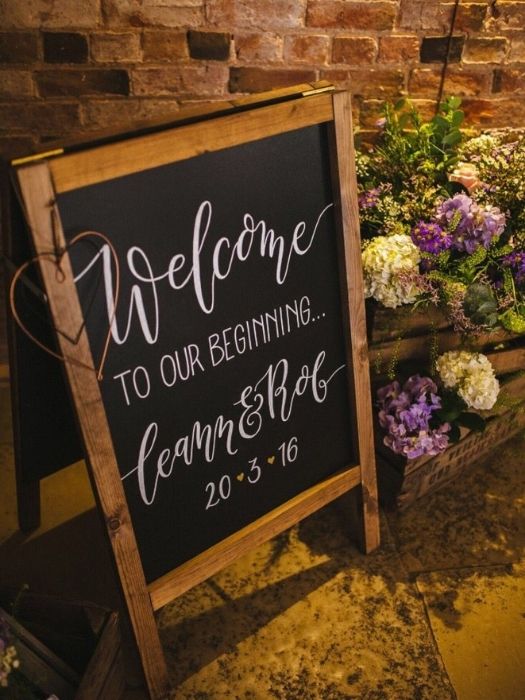 39 Charming Farmhouse Wedding Decor Ideas For Your Big Day 16 Rustic Farmhouse Wedding Decor Hand-Lettered Welcome Sign