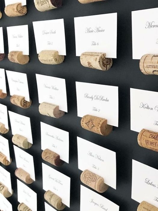 39 Charming Farmhouse Wedding Decor Ideas For Your Big Day 37 Farmhouse Wedding Decor With Wine Cork Escort Card Holder