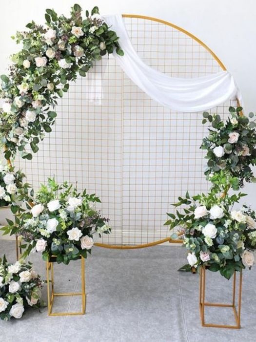 Top 42 Best Minimalist Wedding Decor To Celebrate Your Day 64 Circular Minimalist Modern Wedding Decor Grid Backdrop