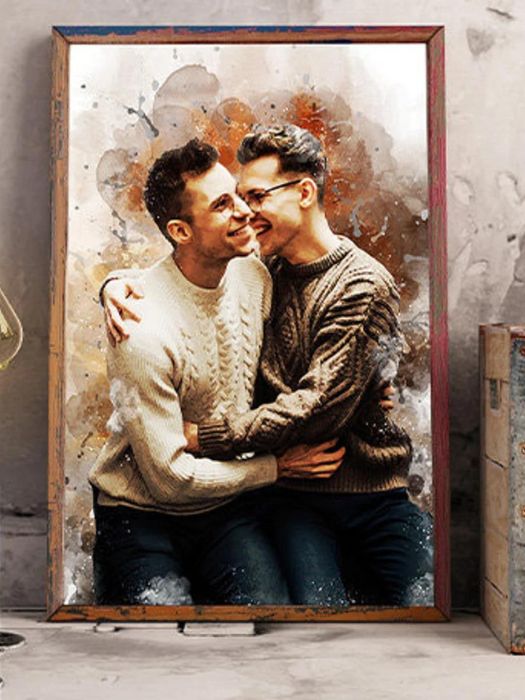 30 Perfect Engagement Gifts For Gay Couples For Well-Prepared 14 Engagement Gifts For Gay Couples - Couple Portrait Art