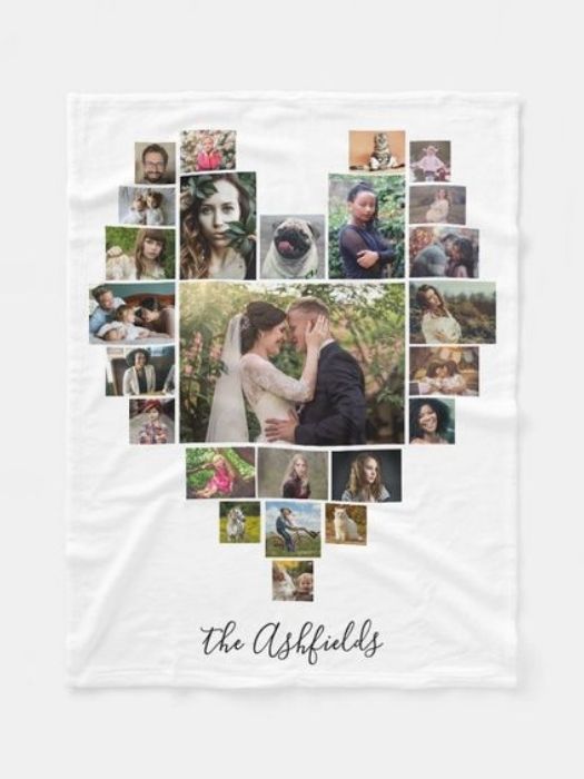 40 Best Engagement Party Gifts From Parents For Any Couples 18 Heart Collage Fleece Photo Blanket