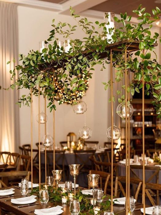 35 Perfect Wedding Cocktail Table Decor You Can Afford 20 Hanging Floral Strings Above Cocktail Table Decoration