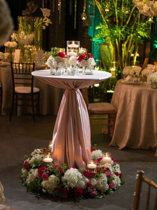 35 Perfect Wedding Cocktail Table Decor You Can Afford 29 Cocktail Wedding Table Decor With Large Floral Decor
