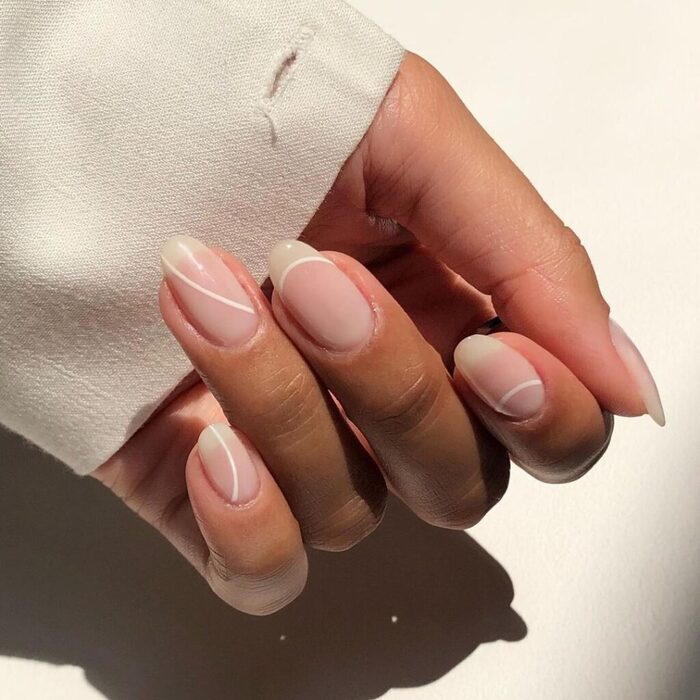 Wedding Nails For Bride: 35 Of The Best Ideas In 2022 31 Naturally Rounded With White Lines wedding nails for bride