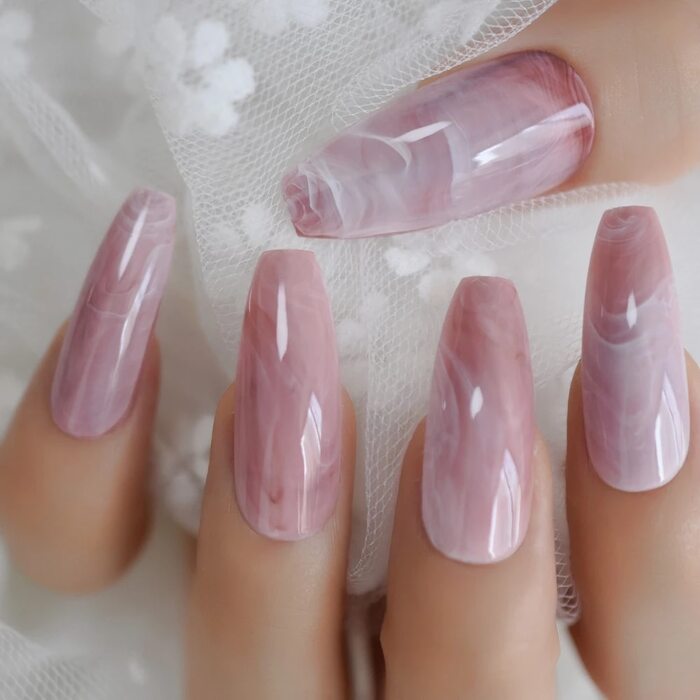 Wedding Nails For Bride: 35 Of The Best Ideas In 2022 41 Marble Glam bridal wedding nails