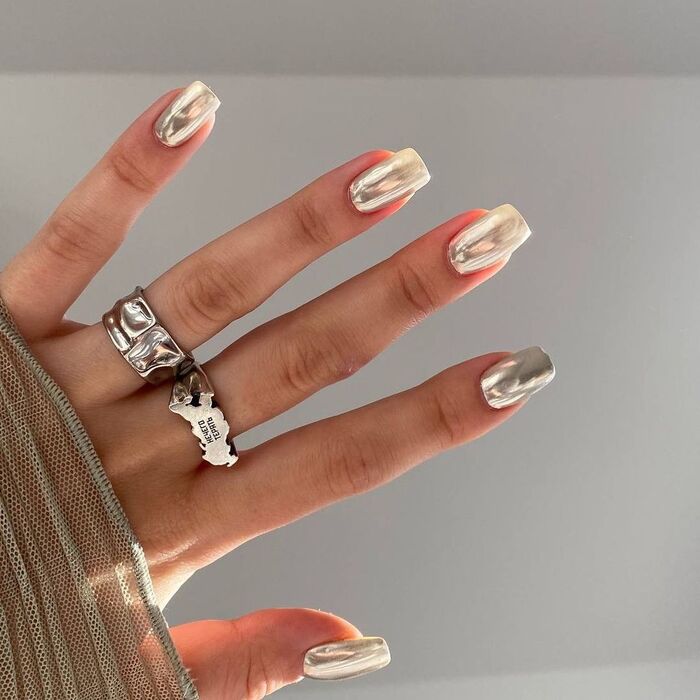 Wedding Nails For Bride: 35 Of The Best Ideas In 2022 47 Metallic Nail Design nail for wedding