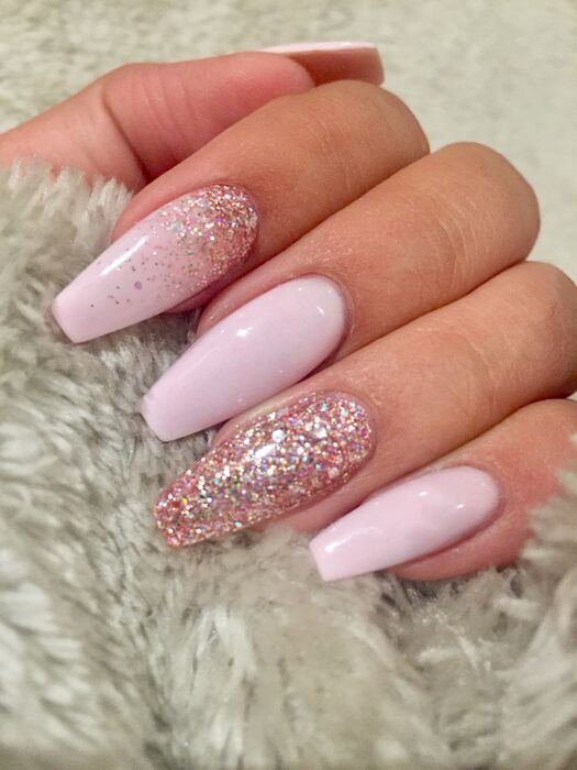 Wedding Nails For Bride: 35 Of The Best Ideas In 2022 62 Glittery Pink Polish wedding nails for bride