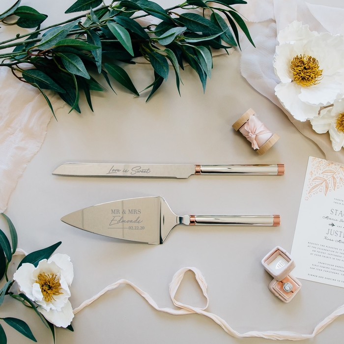 30 Extraordinary Wedding Cake Cutting Set Ideas In 2022 8 Rose Gold Kate Spade Cake Cutting Set